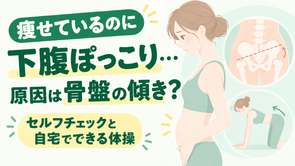 痩せているのに下腹ぽっこり…原因は骨盤の傾き？セルフチェックと自宅でできる体操
